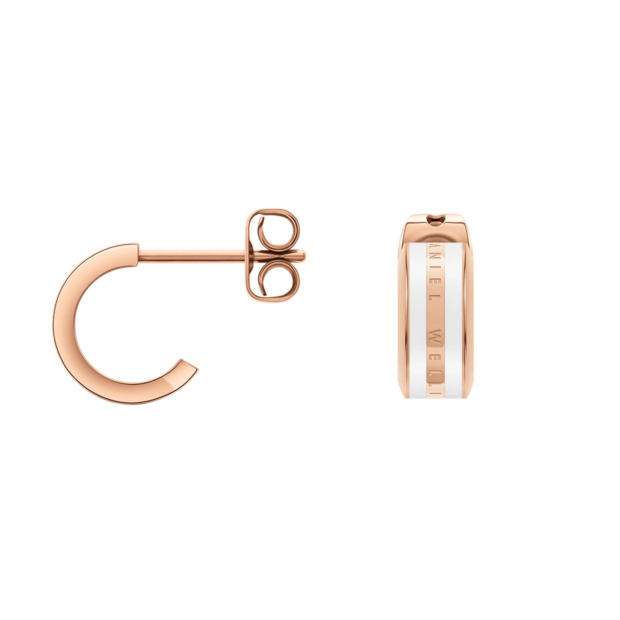 Emalie Earrings Rose Gold Satin White - Image 2