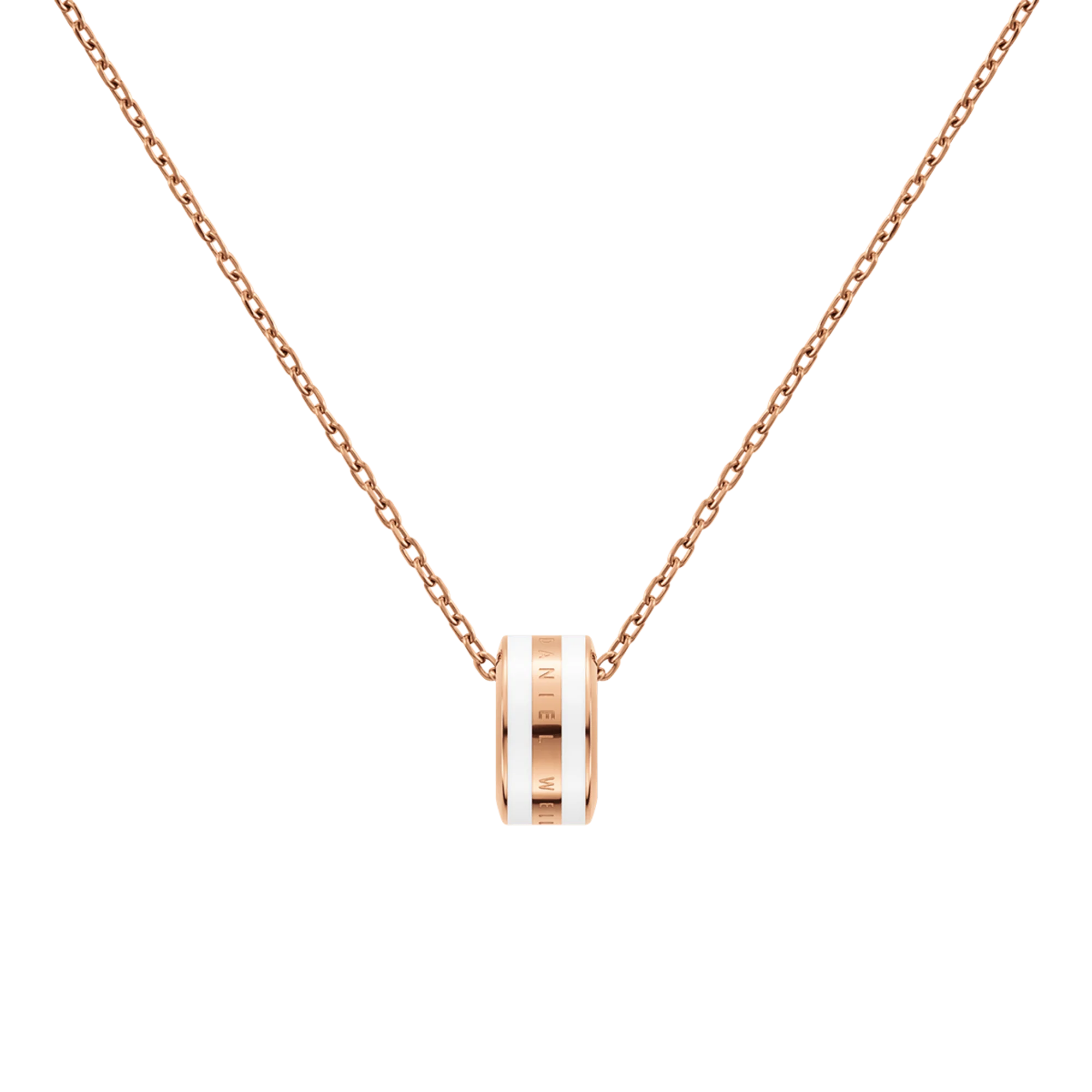 Emalie Necklace Rose Gold Satin White
