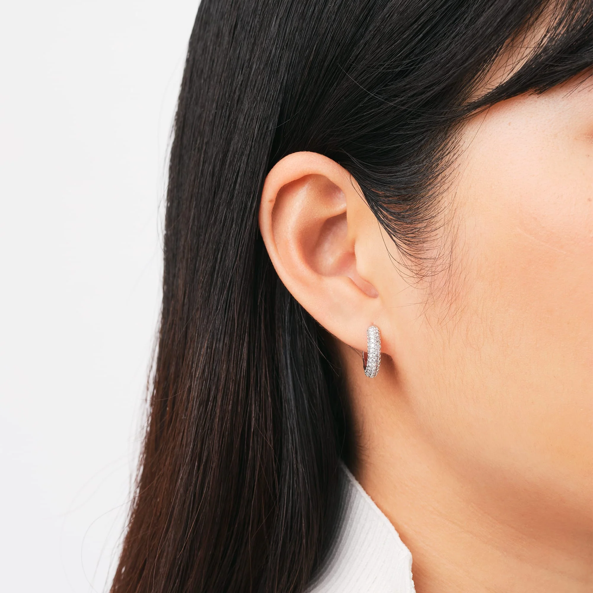 Pavé Crystal Earrings Silver - Image 2